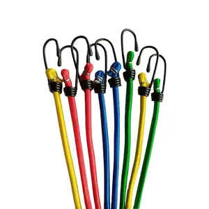 Elastic Bungee Cord Hooks 8mm with Strong Coated Steel Cable Sets Plastic Hook Clips Carabiner Thick Bungee Cords