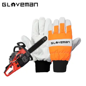 GLOVEMAN en388 en420 hi-vis turuncu inek derisi deri HPPE güçlendirmek koruma kesim geçirmez oduncu iş güvenliği testere eldivenleri