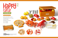 Ensemble de mini-jouets de cuisine pour enfants : maisonnette en plastique, panier de fruits, jeu de découpe amusant, simulation de cuisson de burgers