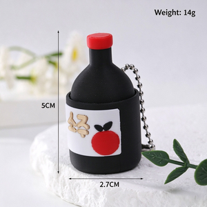 FUSEJOYFun Porte-clés Pendentif Jouet de Décompression en Forme de Bouteille de Vin 3D Imprimée, Design Cartoon Original - Product Image 6