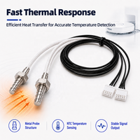 Sensor Termistor GAIMC NTC untuk Stasiun Robot Vacuum Mop, Probe Berulir, Pemantauan Suhu Ganda, Kabel Harness