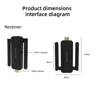 Pemancar Video nirkabel HDMI 4K, proyeksi berbagi layar penerima untuk kamera Laptop PC PS ke TV Monitor proyektor