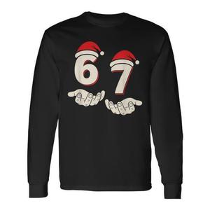 Maglietta Unisex per Adulti Six Seven Christmas 67 Meme a Maniche Lunghe con Collo Rotondo e Design Umoristico Stampato Digitalmente per Uso Promozionale - Product Image 1