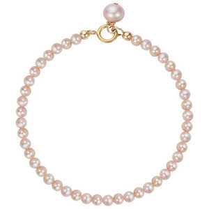 Bracelet WENCHI en perles d'eau douce roses et violettes presque rondes de 3-4 mm, plaqué argent, or 18 carats, environ 17 cm de long, cadeau naturel - Product Image 1