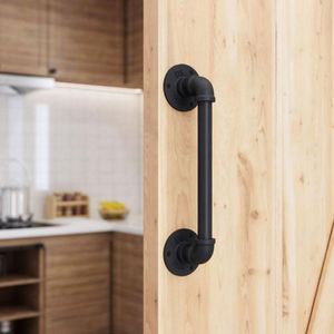Poignée de porte WEKIS noire de style industriel rustique pour portes de grange, hôtels, cuisines extérieures, entrepôts, halls d'entrée et abris. - Product Image 4