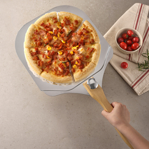 Manjia Pelle à <span class=keywords><strong>pizza</strong></span> en aluminium et métal BFJM489 <span class=keywords><strong>Spatule</strong></span> à <span class=keywords><strong>pizza</strong></span> tournante pour four avec manche en bois pliable - Product Image 2