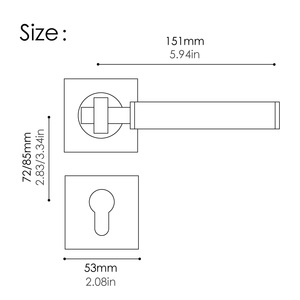 Kunci Pintu Interior Terpisah untuk Rumah, Kamar Tidur, Kuningan, Kenop Pintu Solid, Kamar Mandi, Ferrule Satu Sisi, Persegi, Modern, untuk Hotel - Product Image 6