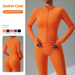 <span class=keywords><strong>Lulu</strong></span> femmes fermeture éclair serré à manches longues Fitness sport haut veste respirant nuage sens course manteau avant grande taille Yoga costume - Product Image 4