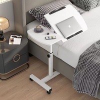 Table de chevet pliable et portable, réglable en hauteur, avec levage manuel, en acier et MDF, multi-usages pour la maison