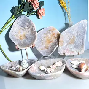 Tazón de amatista rosa con piedras de cuarzo de cristal natural a granel para curación energética