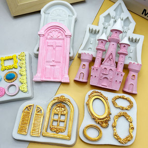 Molde de Silicona para Fondant con Forma de Ventana de Castillo de <span class=keywords><strong>Princesa</strong></span>, Moldes para Galletas y Chocolate con Forma de Flor, Moldes para Repostería, Kit de Decoración de Pasteles - Product Image 1