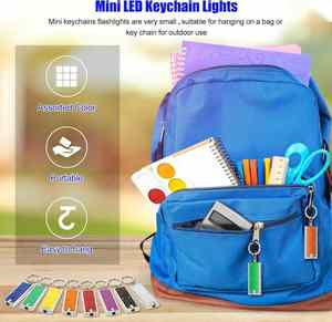 Custom Logo LED Keychain Flashlight Mini <b>Square</b> LED Keychain Light 12 Lumen Portable Bright <b>Battery</b> Powered Key Ring Torch - Product Image 6