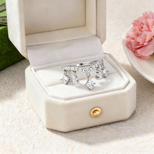 Bague pendante en argent sterling 925 de qualité supérieure pour grossiste, avec zircone cubique taille poire princesse et pompon, empilable, bijoux fins pour mariage - Product Image 3