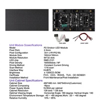 Module d'affichage LED couleur pleine résolution 1080P intérieur P2.5 étanche 160x80mm 64x32 500 nits XOBLED 1920Hz Garantie 2 ans