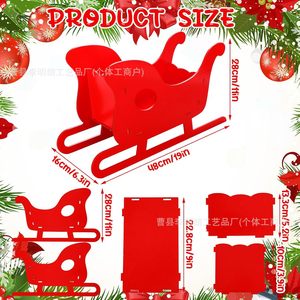 Christmas Wooden Sleigh Storage <b>Box</b> <b>Red</b> Decorative Container For Holiday Display - Product Image 4