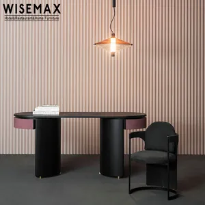 WISEMAX FURNITUREイタリアンモダン無垢材ドレッシングテーブルヴィラスタディテーブルホームベッドルームブラックメイクアップラップトップデスク引き出し付き