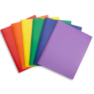 6 팩 여러 가지 빛깔의 플라스틱 두 개의 포켓 폴더, 2 개의 포켓이있는 플라스틱 폴더 및 3 개의 견인삭