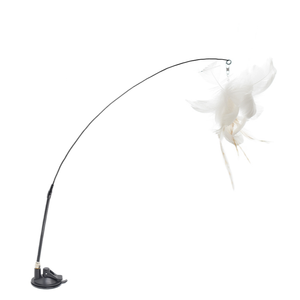 Jouet pour chat rétractable à ventouse avec mouvement et plumes pour le jeu autonome - Product Image 1