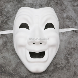 Haute qualité en plastique peint à la main fête vénitien souriant rire comédie et Targedy visage Style <span class=keywords><strong>blanc</strong></span> mascarade balle bricolage fête <span class=keywords><strong>masque</strong></span> - Product Image 1