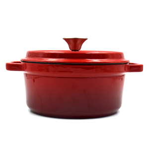 Casserole ronde émaillée vintage classique HOMEFELT Chef's, <span class=keywords><strong>en</strong></span> <span class=keywords><strong>fonte</strong></span>, avec couvercle, écologique, modèle PT02, rouge cardinal - Product Image 2