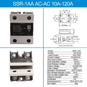 Relais statique monophasé AC/DC SSR 10A 25A 40A 60A 80A 100A 120A 180DD 240DD DA DD G663 - Product Image 4