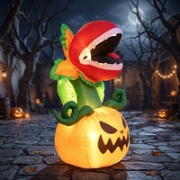 Citrouille gonflable d'Halloween avec homme qui mange une plante et lumières LED pour décoration extérieure de jardin, fête, modèle d'exposition effrayant