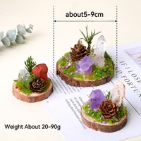 Beliebter Reiki-Kühlschrankmagnet mit Waldmotiv, Natürlicher Pflanzen-Holzsockel, Tannenzapfen, Mineralproben, Kristallornament als Geschenk