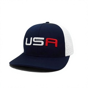 Custom 3D Logo Perforated Golf Curved Brim 5 Panel Laser Cut Hole Cap Breathable Mesh Outdoor Cap Performance Sports <b>Hat</b> - Product Image 1