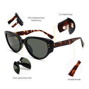 Gafas de Sol Cat Eye para Mujer, Montura TR90, Lentes Polarizadas UV400 Negras, Protección Solar para Exteriores, Diseño Moderno, Hechas en Wenzhou - Product Image 5