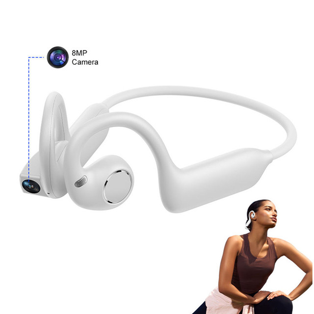 E12 Smart Bone Conduction Headphones with 8MP Camera 8GB Video Recording Wireless Sport Earphones AI Translation Cycling Headset