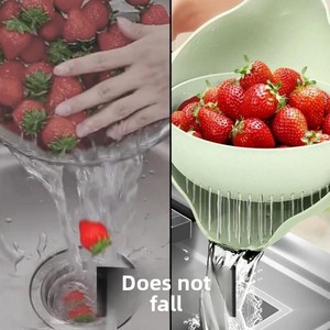 Bac à double couche en plastique moderne et créatif pour fruits et légumes, outil de lavage domestique pour la cuisine avec fonction de drainage - Product Image 5