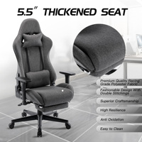Chaise de jeu de course à siège large inclinable ergonomique en tissu d'usine avec repose-pieds chaise de jeu chaise de jeu avec accoudoir réglable