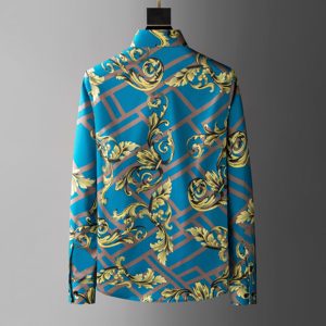 <span class=keywords><strong>Chemise</strong></span> à manches longues vintage respirante anti-boulochage pour <span class=keywords><strong>homme</strong></span> avec motif audacieux cheval et or, design luxueux noir et blanc - Product Image 6