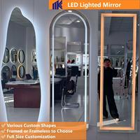 Miroir LED mural sans cadre pour salon de coiffure, populaire sur Internet, idéal pour les salons de coiffure et les barbiers