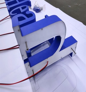 Letrero de acero inoxidable para tienda, personalizado, Color azul, nombre de la empresa, Logo retroiluminado 3D - Product Image 2
