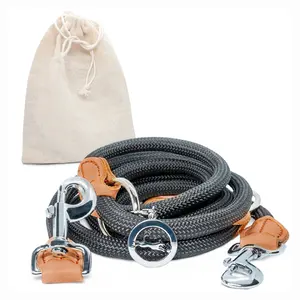 Custom Heavy Duty Dog Leash Rope Set Paracord Dog Collar Pet Dog Lead Set With Gift Bag Walking Training Leads