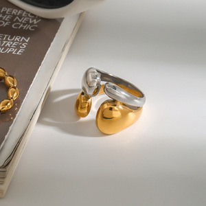 Stainless Steel <b>Ring</b> Geometric Shape Double Layered Smooth Finish Unisex Party Jewelry - Product Image 3