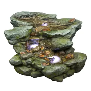 Garden Fountain Ornamental Fountain Indoor&Outdoor Rock and Stone with Cascades Polyresin Stone Look Water Fountains