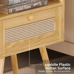 Modern Easy Assembly Wholesale <strong>Cheap</strong> Wood Rattan Drawer <strong>Bedside</strong> <strong>Table</strong> Bedroom Furniture Nightstand <strong>Set</strong> <strong>2</strong> for Bed Rooms - Product Image 5