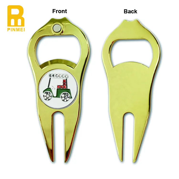 Customized logo bulk golf divot repair tool with bottle opener ball marker