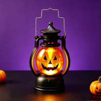 Lampu Tangan LED Halloween Bentuk Labu Setan Warna Putih Hangat dengan Kontrol Sentuh Baterai untuk Ruang Tamu