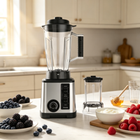 Blender puissant de qualité commerciale, corps en acier inoxydable, grande carafe de 2 L, avec accessoire de broyage