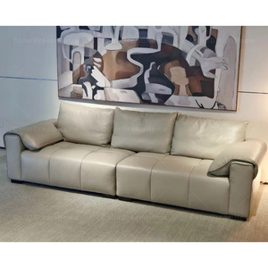 EU <b>Set</b> Furniture Design Modern Upholstered Couch Luxury High Quality Modular Genuine Leather 4 Seater - Product Image 4