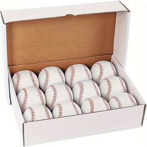 Confezione da 12 palline da baseball standard da 9 pollici con nucleo in sughero <span class=keywords><strong>e</strong></span> gomma in PVC per allenamento <span class=keywords><strong>e</strong></span> pratica per adulti - Product Image 1