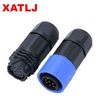 Conector de Alimentación RF para PCB, Serie XATLJ M19, 2-19 Pines, Macho/Hembra, Autoblocante, Impermeable IP67, con Certificación CE, ETL, UL94V-0, 25A
