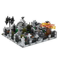 Ensemble de blocs de construction sur le thème de l'Halloween : cimetières, tombes, têtes de citrouille, croix et jouets inclus