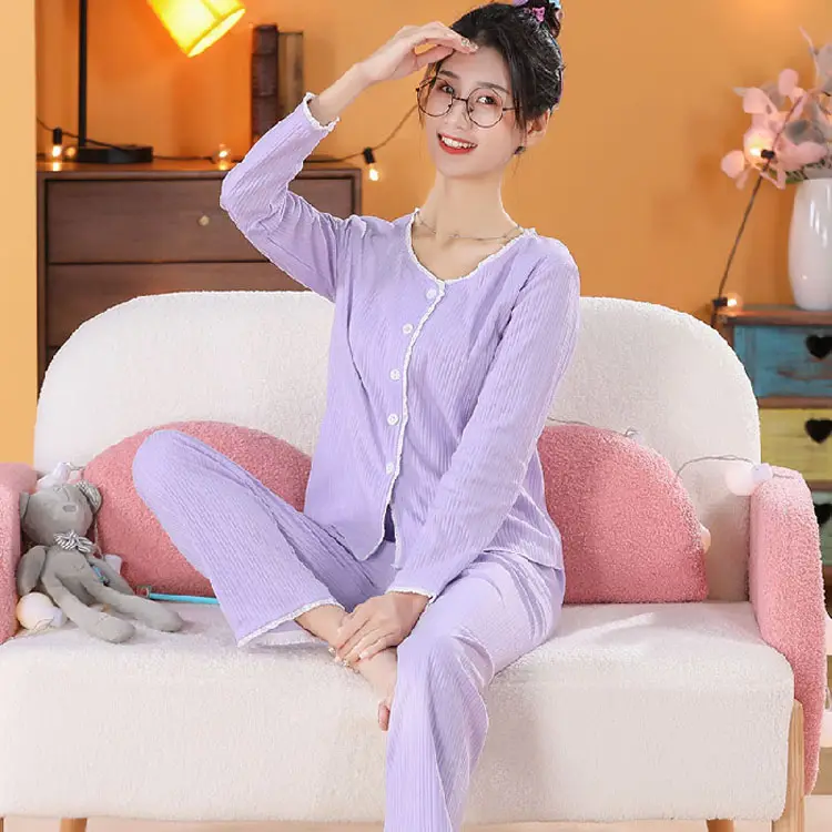 Koreaanse Nachtkleding Set Lente Loungewear Nachtjapon Pillama De Mujer Ademende Katoenen Pyjama Pijama De Algodon Pyjama Voor Dames