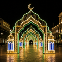 Guirlande lumineuse LED étanche à cadre métallique, motif arche de minaret de mosquée, tunnel de Ramadan, pour la décoration de projets commerciaux, IP65 CE