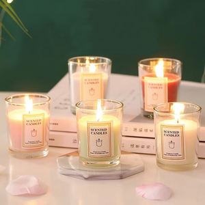 Vente en gros en <span class=keywords><strong>verre</strong></span> transparent <span class=keywords><strong>bougie</strong></span> parfumée avec huile essentielle colorée <span class=keywords><strong>bougie</strong></span> parfumée en cire de soja - Product Image 1