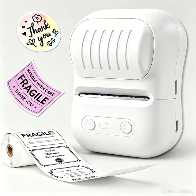 58mm Portable Thermal Inkless Label Maker Printer with for for Home/Office/Business Black White 1 Pack 50x30mm Label Paper